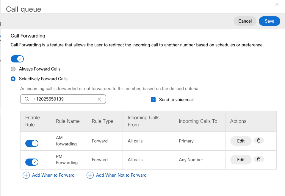 Call Forwarding Settings