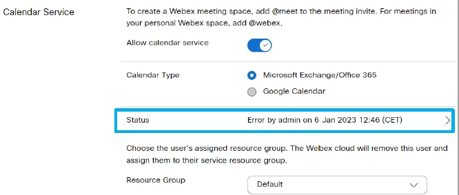 Calendar Service Error