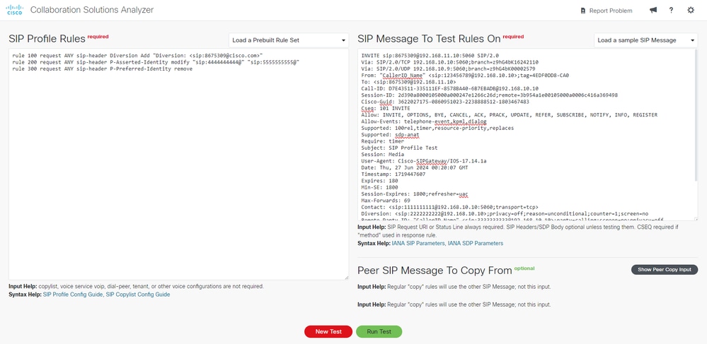 SIP PROFILE Modify Add Remove Example