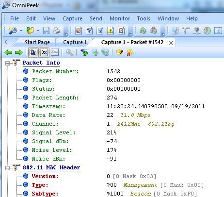 Omnipeek Packet Information