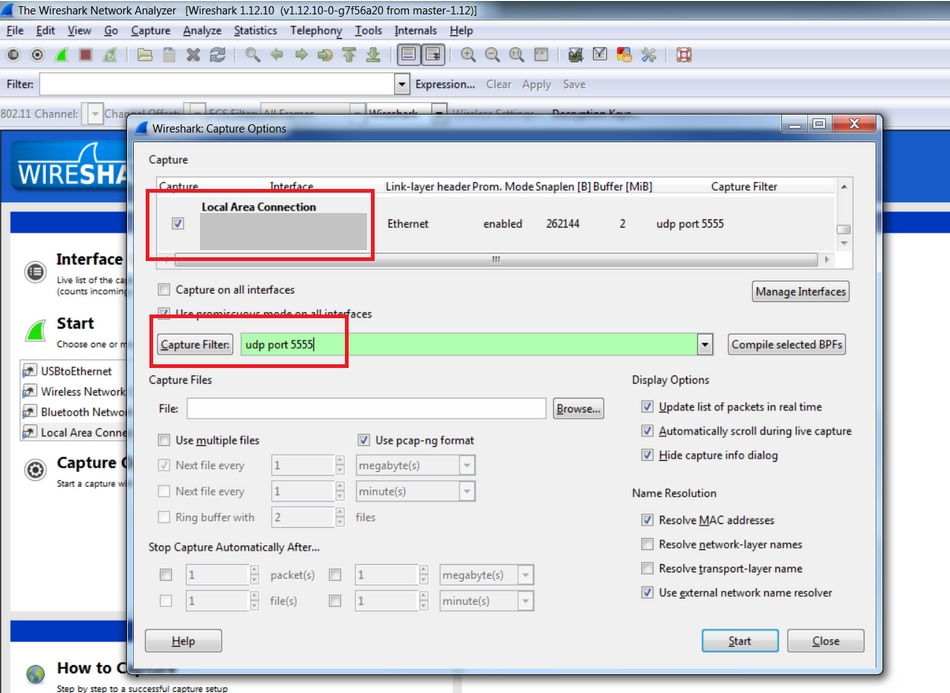 خيارات Wireshark