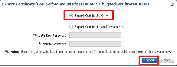 Export certificate