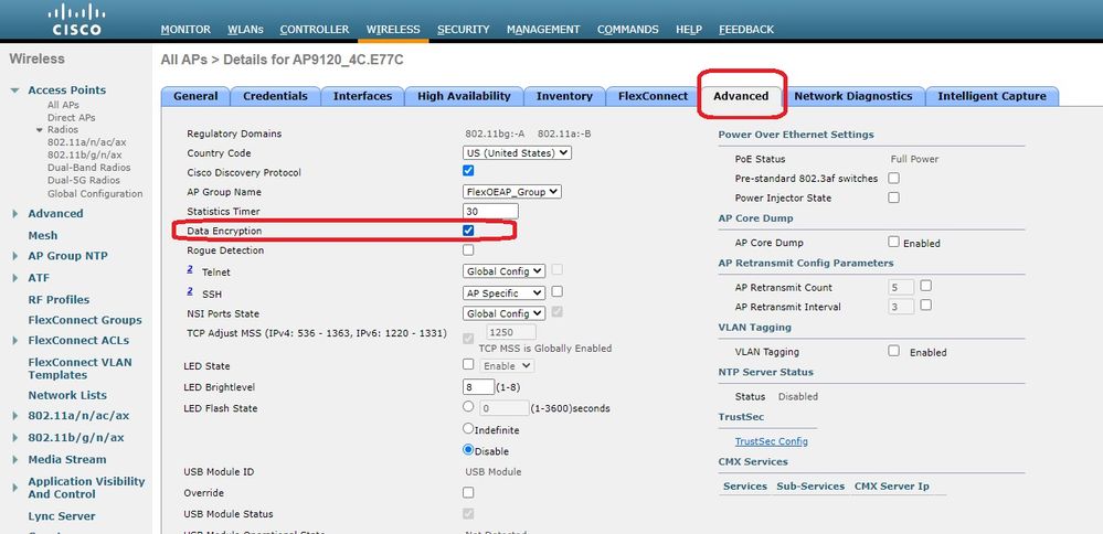 Configure AP as an OEAP - Enable or disable DTLS data encryption