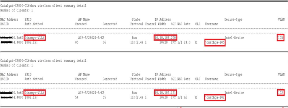 Controleer dat uw client is toegewezen aan het juiste VLAN vanuit de CLI