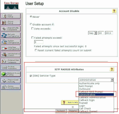 Configurações de Atributos RADIUS ETF