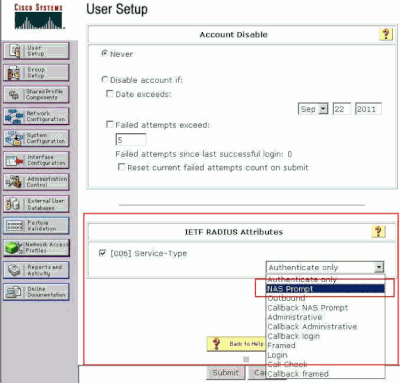 Check Service-Type Attribute