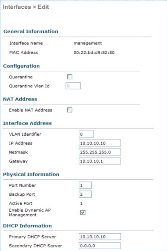 27_2500 WLC Interface Address Configuration