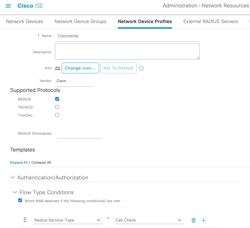 ISE Supported Protocols Page