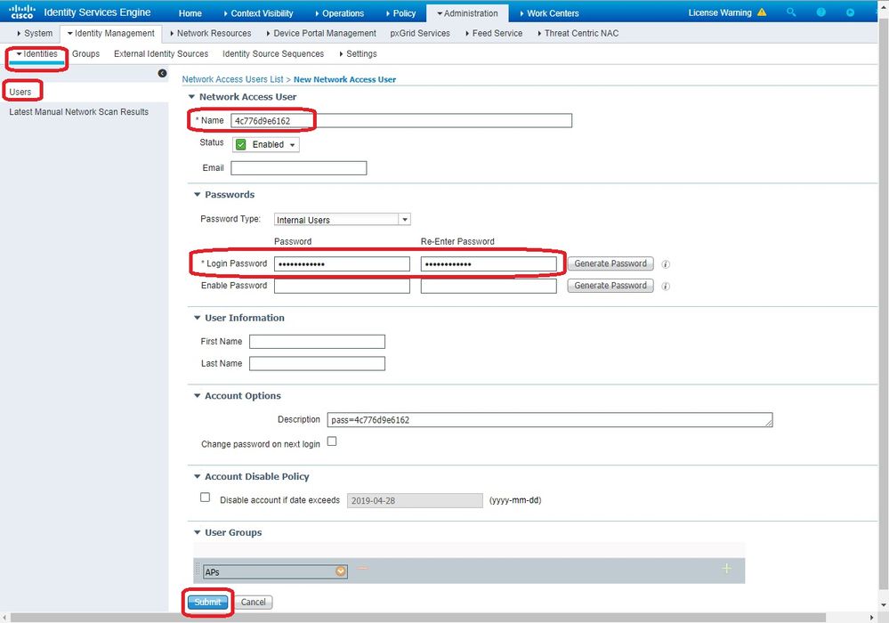 Adding a User in ISE