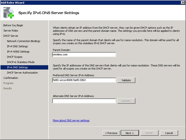 Configure IPv6 DNS Settings