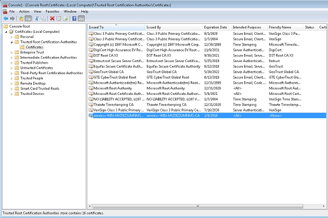 Find the Wireless Domain CA Certificate