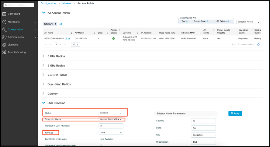 Enable LSC Provision on the WLC