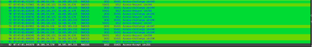 RADIUS PCAP Showing Access-Accept