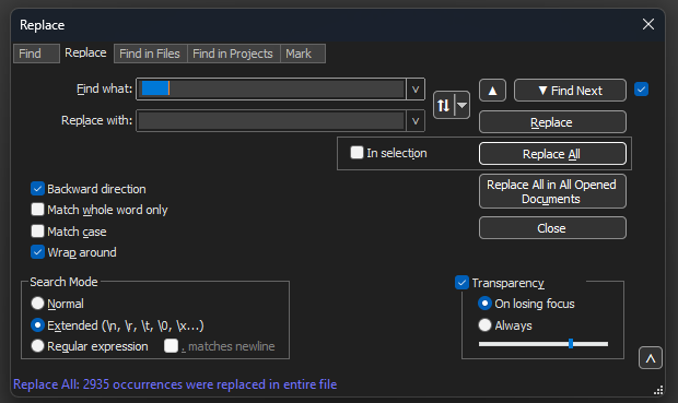 Notepad++ Dialogfeld 