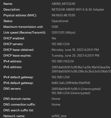 NetGearA8000客户端详细信息