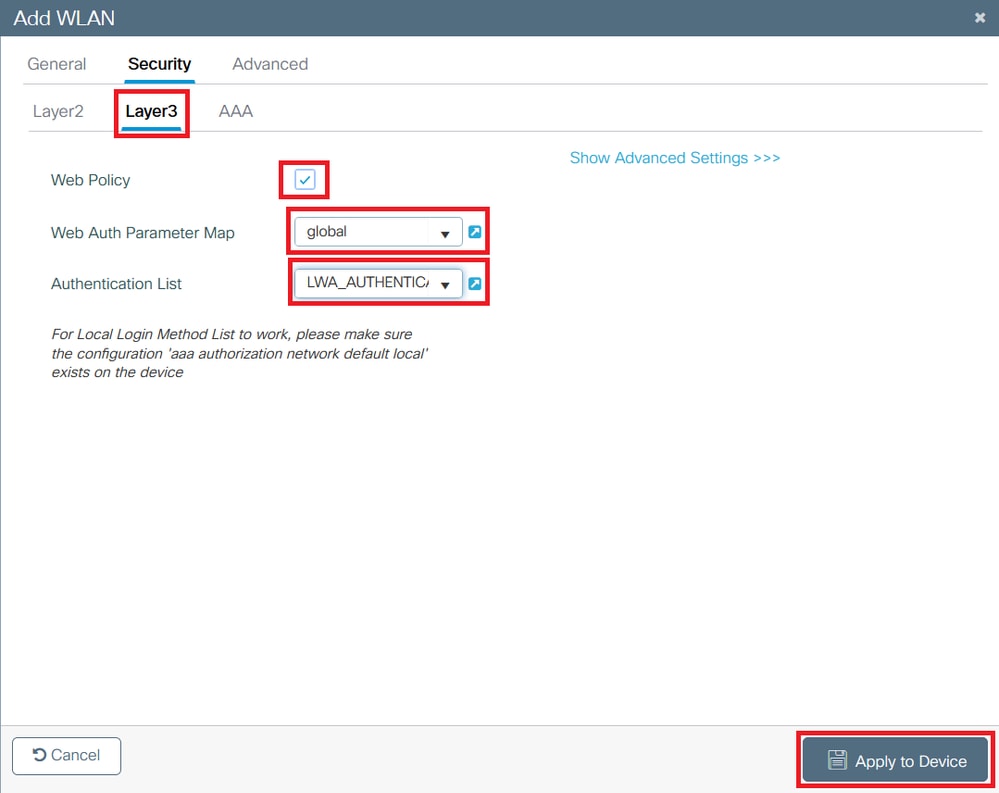 Create the WLAN Authentication List