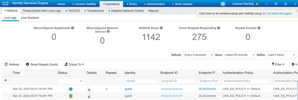 Radius Live Logs