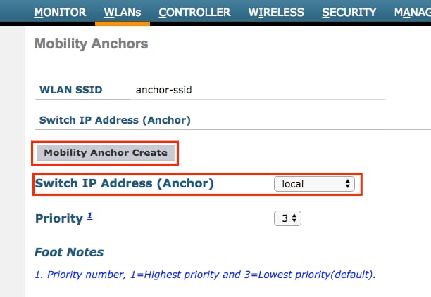 إضافة محلي ك Mobility Anchor