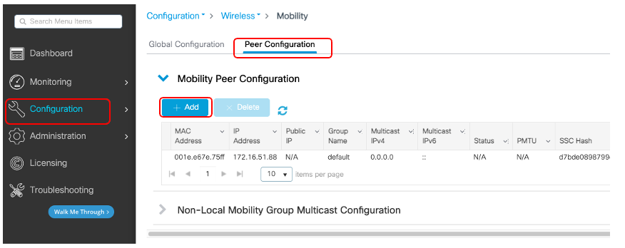 Adding a Mobility Peer on 9800