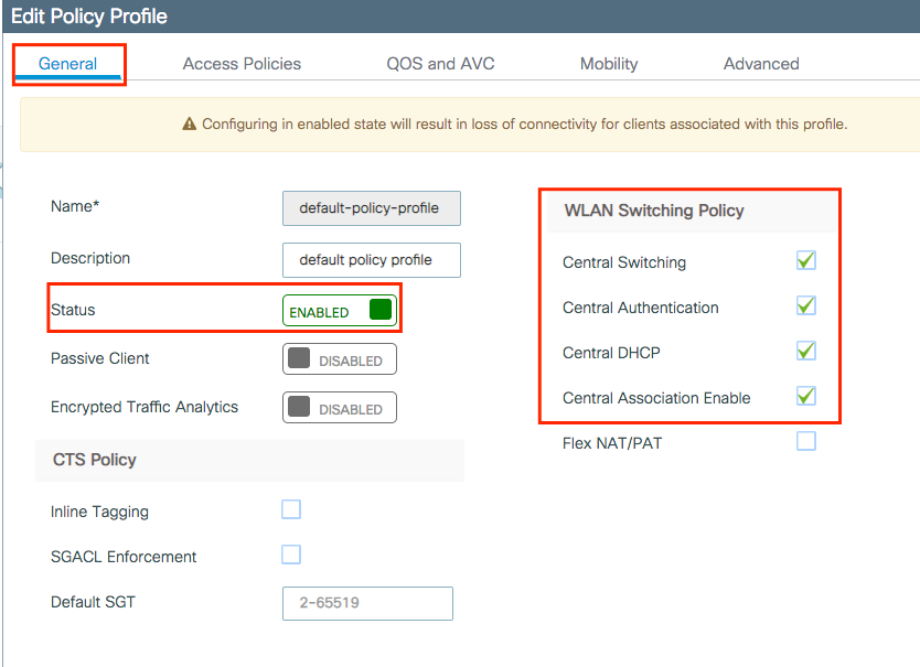 Policy Profile Configuration