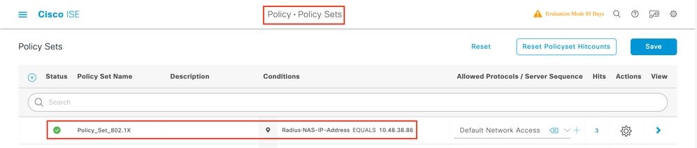 ISE Policy Set Details