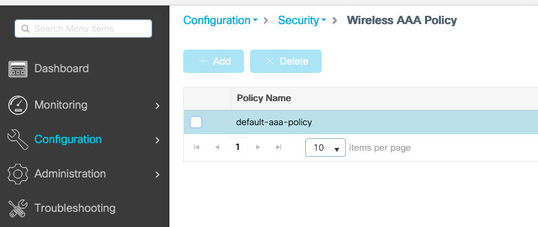 Policy AAA wireless