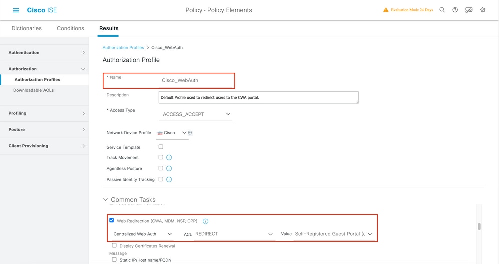 Configurare il profilo di autorizzazione