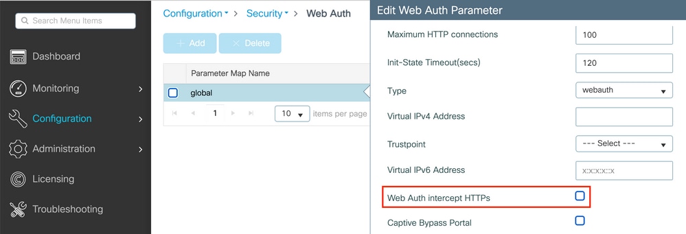 WebAuth Intercept HTTPS