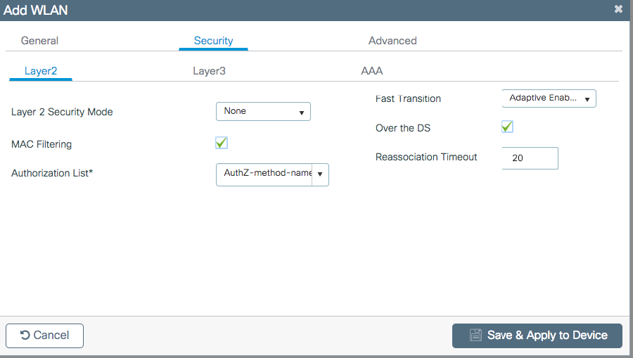 Page WLAN Security Layer2