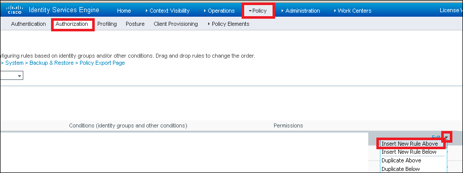 Neue Autorisierungsregel in ISE einfügen