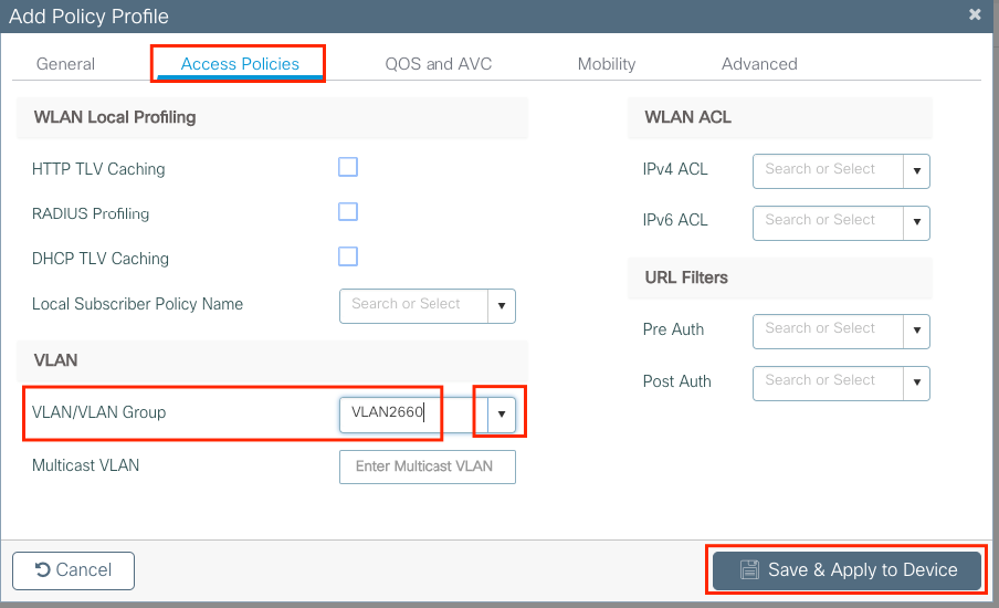 Policy Profile 2 VLAN