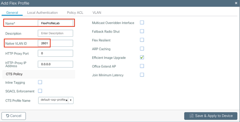 Configuration du profil flexible