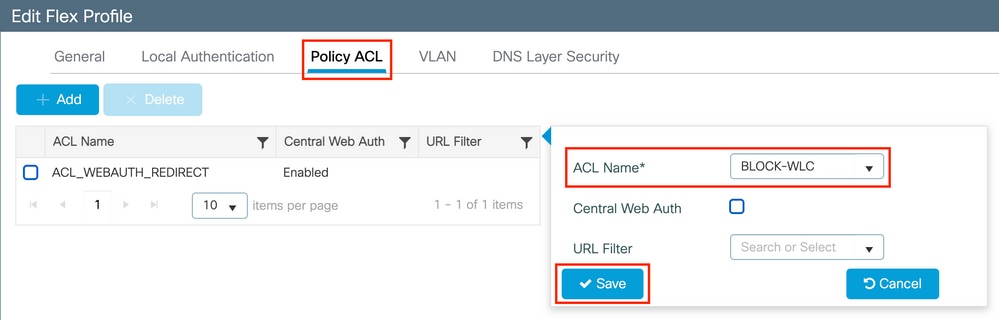 Définir la liste de contrôle d'accès de stratégie dans le profil flexible