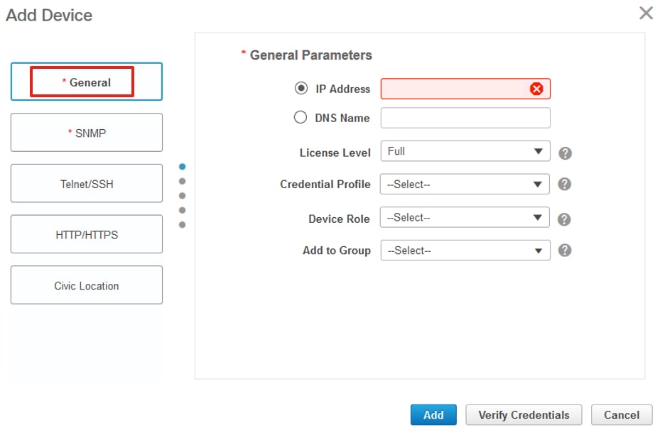 Add a Device on Prime Infrastructure