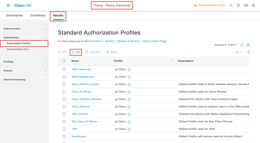 RADIUS - ISE - ملفات تعريف التخويل