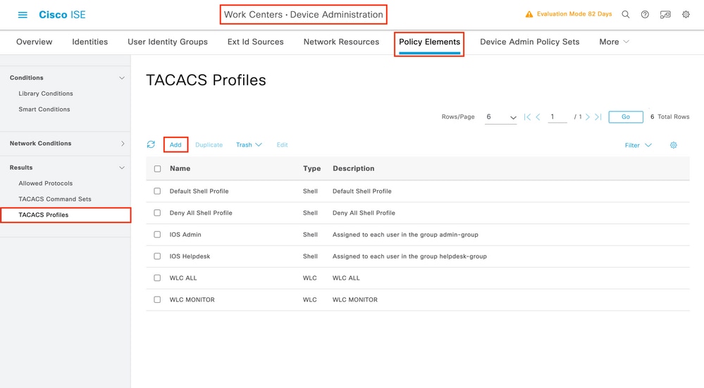 TACACS - ISE - TACACS配置文件