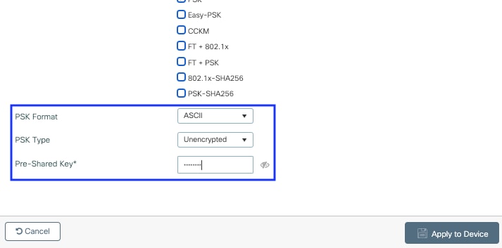 Third part of the SSID settings