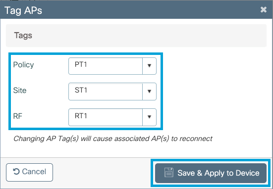 Assigning the central switching tags to the AP