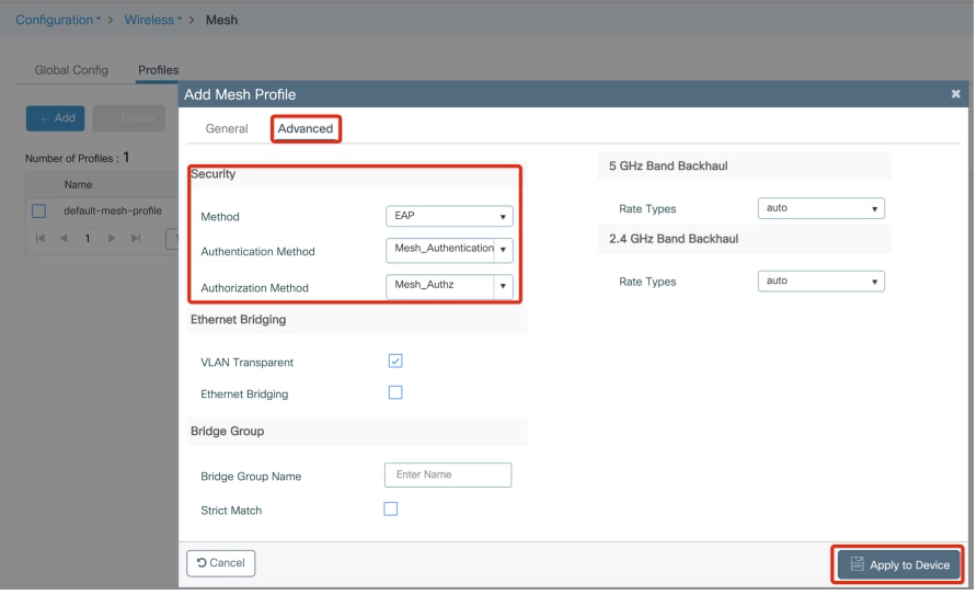 Advanced Mesh Profile Settings