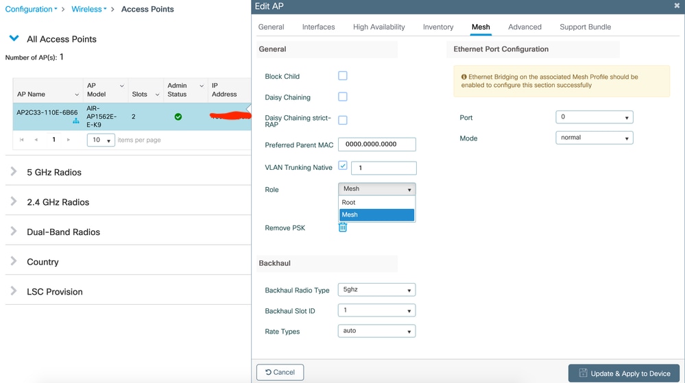 Assign mesh role