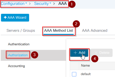 Add a AAA Authorization Method