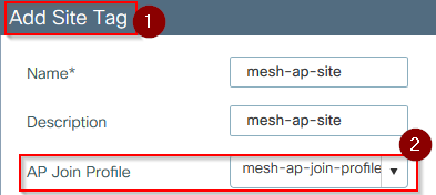 Festlegen des AP-Zugangsprofils im Site-Tag