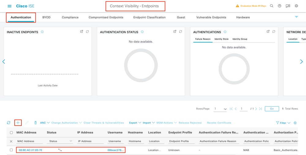 Add an endpoint on ISE