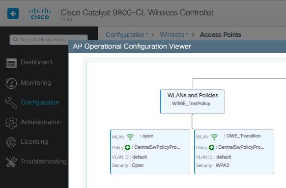 Visualizzatore configurazione operativa AP modalità di transizione OWE