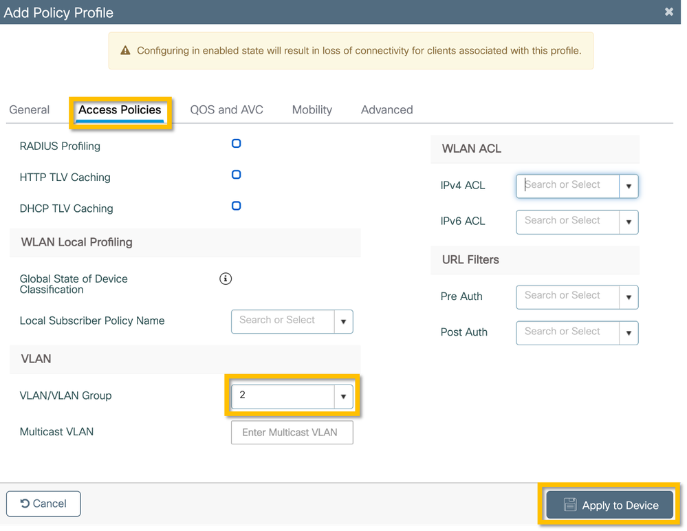 11. Policy Profile – Access Policies