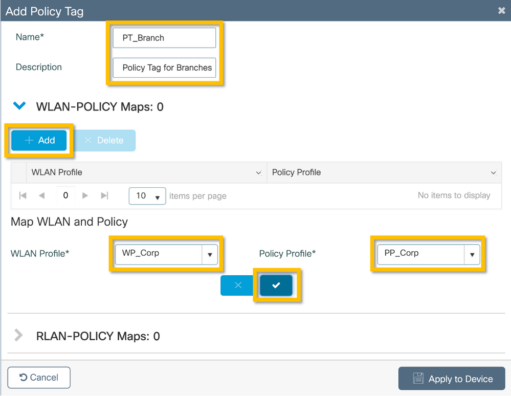 12. Policy Tag - Karte von WLAN und Richtlinien