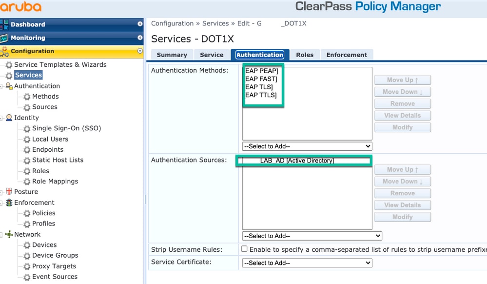 24. CPPM – Authentication Service – Authentication