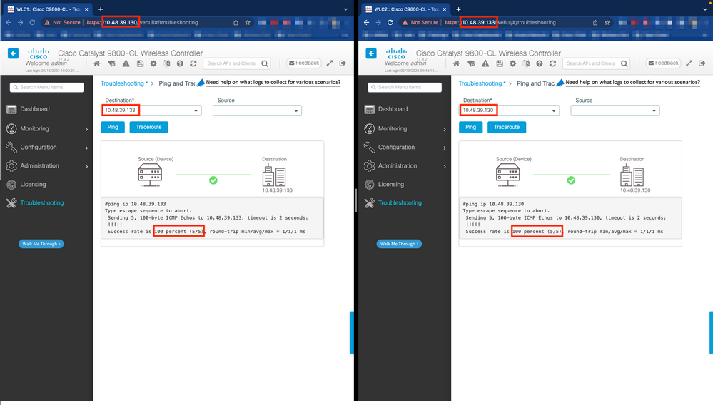 Prima dell'installazione di HA - eseguire il ping dei dispositivi