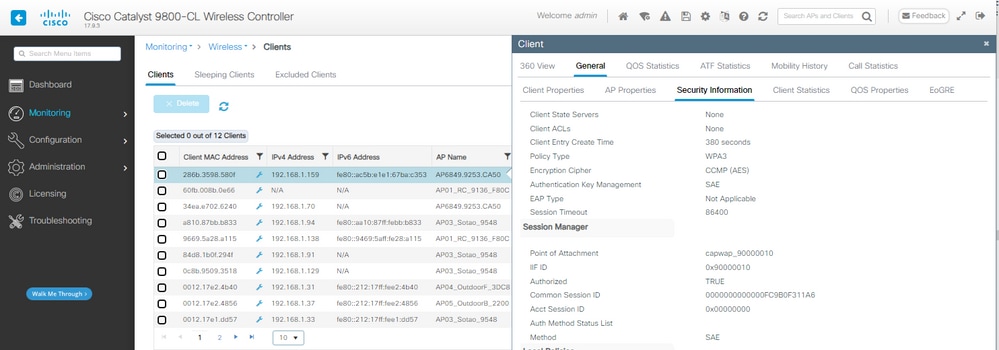 Details zum WPA3 SAE + FT AX211-Client