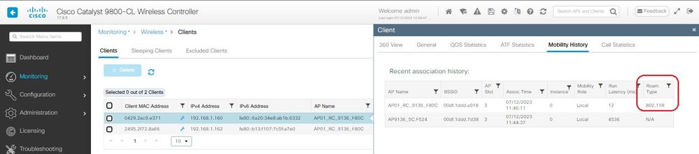 WPA3 Enterprise 802.1x-SHA256 + FT S23 Mobility History (Roaming-Typ 802.11R)